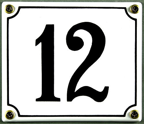 Buddel Bini Wetterfestes Emaille Hausnummernschild 12 12 x 14 cm, sofort lieferbar, weiß