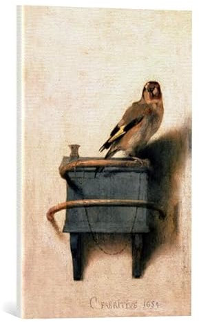 kunst für alle Leinwandbild: Carel Fabritius Der Distelfink - hochwertiger Druck, Leinwand auf Keilrahmen, Bild fertig zum Aufhängen, 40x60 cm