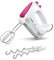 Bosch MFQ2210P - Batidora de mano, 2 varillas y 2 ganchos para amasar de acero inoxidable, apto para lavavajillas, 4 niveles, 375 W, color blanco/rosa