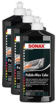 SONAX 3X 02961000 Polish & Wax Color NanoPro schwarz Autopolitur Wachs 500ml