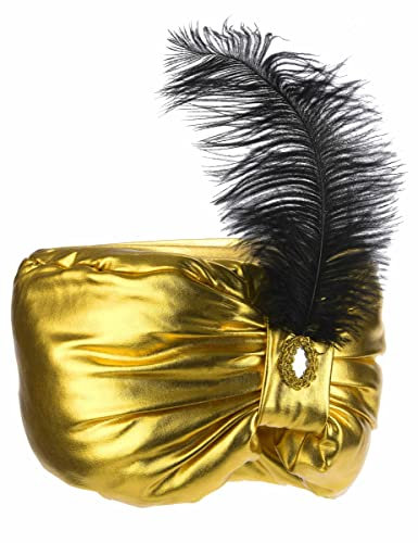 DEGUISE TOI VEGAOO - Sultan-Kappe mit Feder Gold - Hut - Einheitsgröße - Gold - Accessoires - 100% Polyester - Carnaval