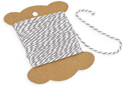 itenga Dekogarn Bastelschnur Kordel Bakers Twine Geschenkband Baumwollschnur Dekokordel für Gastgeschenke Adventskalender Geschenkverpackungen (10 m x 2 mm) (Grau/Weiß)
