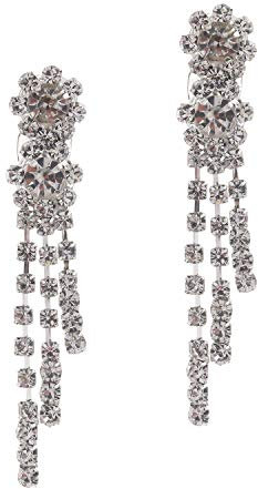 Idin Jewellery Ohrclips Blumen Kristall Quaste