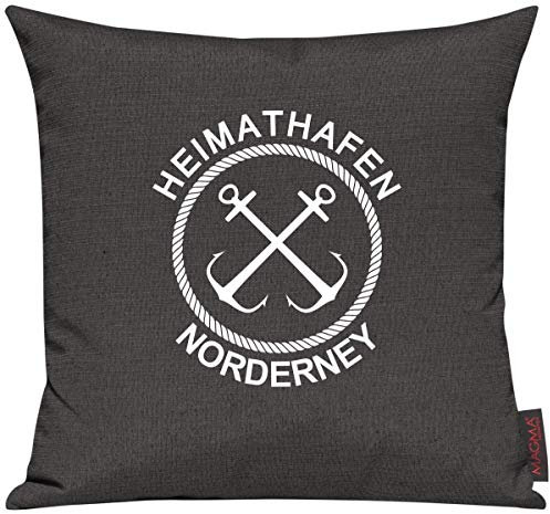 Shirtinstyle Sofakissen Heimathafen Norderney, Kissen, Meer, Heimatort, Stadt, Urlaub, Größe 40 x 40cm, Farbe Anthrazit