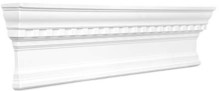 Bekrönung | schlagfestes Polyurethane | geeignet für Türen und Schränke | Ziergiebel | Pediment | weiß | PU | Hexim Perfect | 250 x 1240 mm | D2531