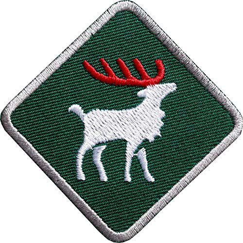 2 x Hirsch Abzeichen 46 mm/gestickte Aufnäher Aufbügler Flicken Bügelflicken Wappen Patch zum aufbügeln aufnähen auf Kleidung Rucksack/Schwarzwald Geweih Hirschgeweih Wild klein (Grün)
