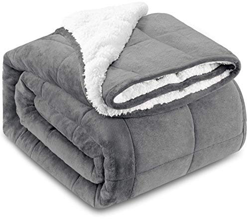 HBselect Manta Ponderada Invierno para Adultos 135x200cm, Manta con Peso de Franela y Terciopelo para Dormir Mejor, Manta Cama Suave Transpirable Lavable con Cuentas De Vidrio