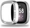 Miimall Kompatibel mit Fitbit Versa 3 Hülle, Strass Glitzer Harter PC Schutzhülle Stoßfest Kratzfest Bling Diamant Rahmen Stoßstange Schutz Case für Fitbit Versa 3 - Silber