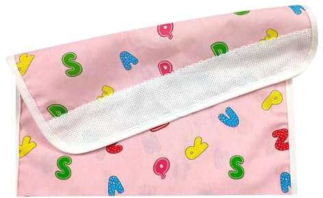 Panini Tessuti, Lätzchen Lätzchenhalter aus Baumwolle mit Aida-Stoff zum Sticken für Fütterung - Mittagessen - Snack im Kindergarten Größe 16x30 cm Fancy Rosa Buchstaben