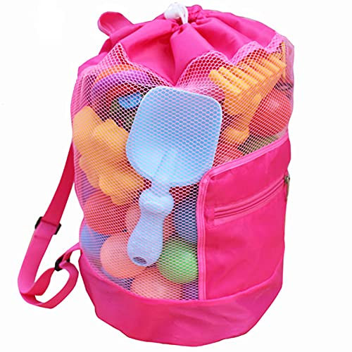 Strandtasche Strandspielzeug Tasche, Sandspielzeug Mesh Beach Bag, Wasserspielzeug Rücksack Beutel Aufbewahrungstasche für Strandspielzeug Faltbare für Jungen Mädchen Familie Outdoor Urlaub