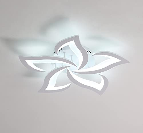 Comely Deckenlampe, LED Deckenleuchte 60W 6750lm, Kaltes Weiß 6500K Moderne Blütenblatt Design Deckenlampe für Wohnzimmer Küche Schlafzimmer Esszimmer, Dia 60cm