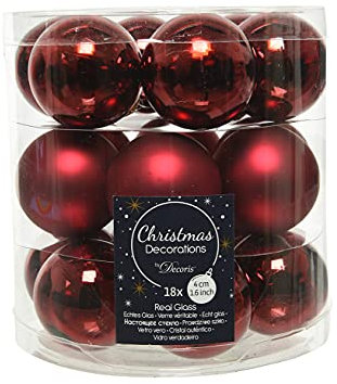 Weihnachtskugeln Glas 4cm x 18 Stück kleine Christbaumkugeln Ochsenblut