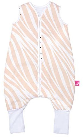 Babyschlafsack aus Baumwolle mit Beinen gefüttert von Motherhood - kuscheliger Babyschlafsack Öko Tex Standard TOG 2, Größe: 1-1,5 Jahre, Zebra apricot