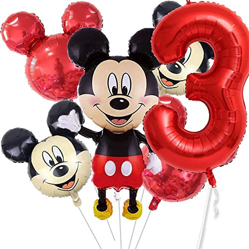 XXL-Ballon-Set * Mickey Mouse * als Deko für Kindergeburtstag und Mottoparty | mit Zahlen von 1 bis 19 | Micky Maus Geburtstag Party Kinder Ballondeko Partydeko, Edition: 3. Geburtstag