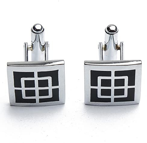 Manschettenknöpfe - Quadratisch Schwarz mit Kreuz