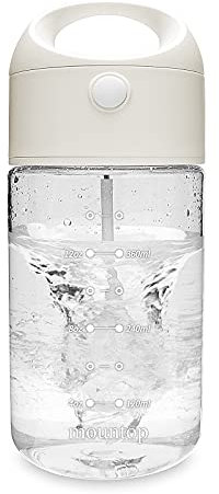 mountop Shaker Bottle, Sports Fitness Workout Electric Protein Shaker Bottle for Protein Powder and Other Supplements, Tritan, BPA-free, Leak-proof,450ml White