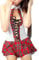 Schoolgirl Cosplay Lingerie for Women Student Roleplay Mini Skirt Bodysuit One Piece Plaid Uniform Costumes Outfit (Red,One Size)