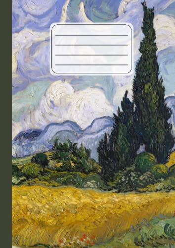 Quaderno a fogli bianchi senza righe o quadretti: Vincent Van Gogh, Campo di grano con cipressi | Sketchbook con fogli bianchi per disegnare, ... appunti e dipingere | 110 pagine | Formato A4