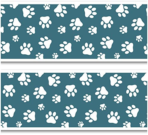 Bordüre 15cm x 200cm für Kinderzimmer Babyzimmer Dekor Aufkleber Wandbordüre selbstklebend Wandtattoo für Kinder Mädchen Junge Y033 (Pfoten)