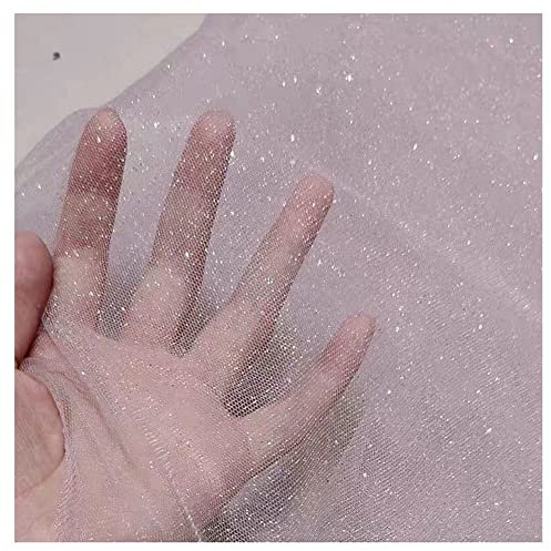 SHTGOI Glitzernder Stoff 1Yard * 150 cm Tüllstoff Meterware Tüll Spitze Stoff Netzstoff Glitzer Garn Tüll Deko Stoffe für DIY Handgemachte Hochzeitskleid Fotografie Hintergrund Rosa