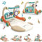 Hitish Baby Spielmatte Fitnessstudio, Kick and Play Piano Gym mit Musik licht, Aktivitäts Tummy Time Matte mit 5 Sensorischen Lernspielzeugen, Säuglings Geschenke für Neugeborene von 0-14 Monaten