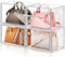 LINYAPRY 4 Packs Clear Plastic Handbag Storage Organizer for Closet, Large Acrylic Display Box for Handbag, Stackable Storage Boxes Bag Organizer with Magnetic Door for Purse Clutch Wallet Book Toys