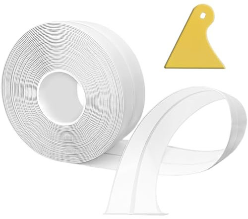 Zócalo cocina PVC flexible autoadhesivo, 12M Zócalo cocina PVC 20x20mm, Zócalo cocina y baño 2x2 blanco