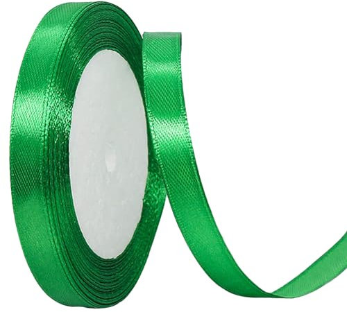 Satinband Grün 10mm,22 Meter Geschenkbänder Dekoration Stoffband Schleifenband für Basteln,Geschenke verpacken,Hochzeit Schleifen