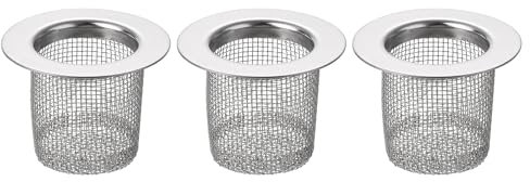 Sourcing Map 3Pcs Stainless Steel Bathroom Sink Strainer, Fit for 1.38-2 Drain Hole, 40mm/1.57 Deep, Modern Silver Finish, Single Piece Construction