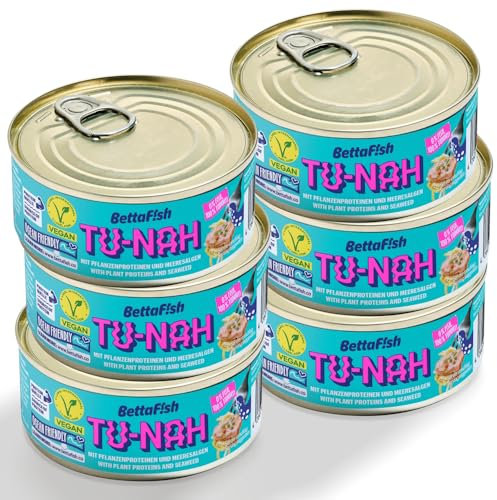 BettaF!sh TU-NAH Thunfisch-Ersatz 6 x 140g - Veganer Fischersatz | Proteinreich | Omega 3 | Vitamin B12 | Fischalternative | Ohne Soja | Vegetarisch
