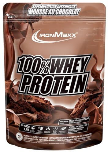IronMaxx 100% Whey Protein Pulver 500g - Mousse au Chocolat | Cremiger Eiweißshake mit BCAAs & EAAs | High Protein, Low Carb & zuckerarm | Ideal für Muskelaufbau & Fitness