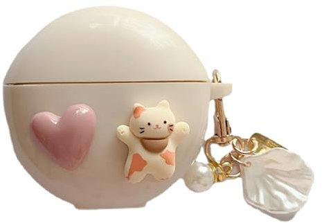 GULVQYF Compatibile con Oppo Enco Buds 2/Oppo Enco Air 2i, custodia protettiva per cuffie con design fai da te con portachiavi Love Pearl (gatto amore)