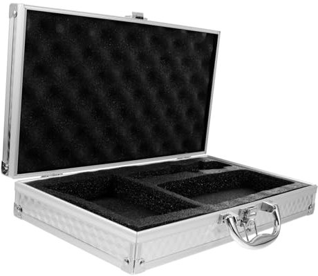 GOOHOCHY Aluminum Portable Microphone Case Sponge Slots, Sound Card Box Protective Hard Shell Carrier for Wireless Mics, Outdoor Mic Storage and Transport