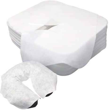 Zhbro YI 150 Stück 43x33 cm Einweg Gesichtsauflage für die Kopfstütze von Massage-Liegen Nasenschlitz-Tücher aus weichem Vlies für alle Kosmetik-Tische und Therapie-Bänke