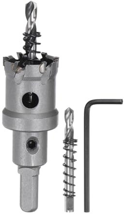 sourcing map Sierra perforadora de metal TCT de carburo de 28 mm de diámetro para acero inoxidable, metal, aleación de aluminio, cobre, latón, plástico, con broca central adicional