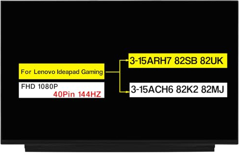 Schermo LCD di ricambio da 15,6 per Lenovo Ideapad Gaming 3-15ARH7 82SB 82UK/3-15ACH6 82K2 82MJ Non-Touch Screen FHD 1920 × 1080 (40 pin, 144 Hz)