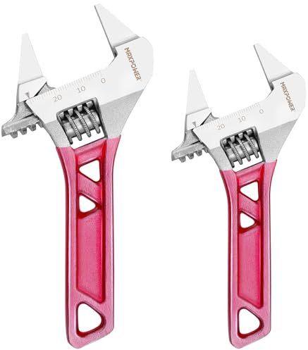 MAXPOWER 2pcs Adjustable Spanner Set, Slim Jaw Wrench With Reversible Wide Opening Jaw (4.5/114mm and 5/127mm)