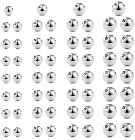 Geaanen 60 Piercing kugeln, Zungenpiercing Kugeln,3/4/5/6mm,Piercing Kugeln,Ersatzkugeln für 1,6mm Körperschmuck, Bauchnabelpiercing Kugeln,Pannenkugeln aus Edelstahl Ersatzkugeln