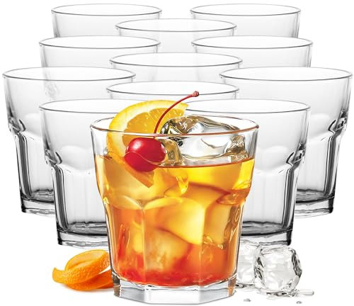 KONZEPT Trinkgläser Set 240ml 12 Stk. Wassergläser Set perfekt für den Alltag, Ideal für Cocktails, Saft, Rotwein, Milch, Spülmaschinenfest, Stapelbar