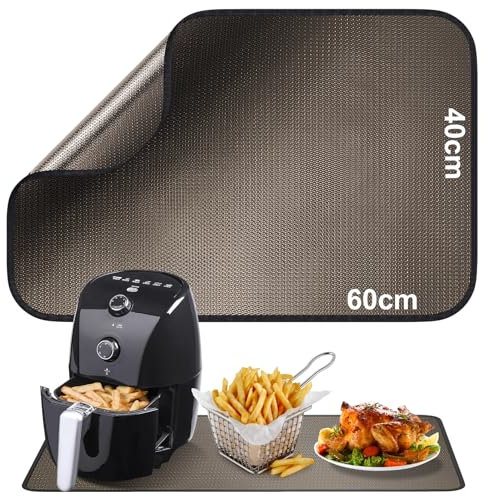 40x60cm Sous-couche réfractaire Tapis en fibre de verre silicone anti-feu pour plateau de table Tapis résistant à la chaleur pour friteuse à air machine à café micro-ondes Antidérapant imperméable