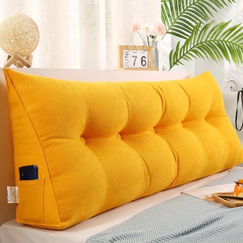 ZF YLYH Rückenkissen Abnehmbar Dreieckiges Lendenkissen für Bett Sofa | Bücherkissen Rückenlehne Kissen Rückenpolster mit Tasche Ergonomischer Dreieckskissen Keilkissen Waschbarer Kissenbezug