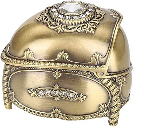 ABNNHK Schmuck-Organizer, Schmuckschatulle, kleine Schmuckschatulle, klassischer Vintage-Schmuckkasten in Herzform aus Metall, Aufbewahrungsbox für Ringe und Schmuckstücke, Schmucktruhe (