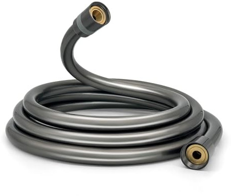 RUIXUE® 2m Kunststoff-Duschschlauch Schwarz, flexibel, mit Knickschutz und leicht zu reinigender Oberfläche, G ½” Anschluss. (Grau-PVC, 2.00m)