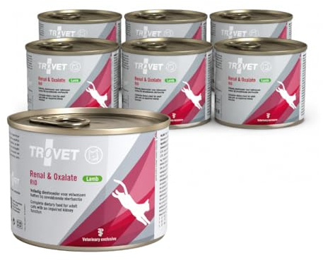 Trovet Renal & Oxalate (Lamm) | 6 x 200 g | Diät-Alleinfuttermittel für ausgewachsene Katzen mit Niereninsuffizienz | Zur Unterstützung bei Harnkristallen und der Nierenfunktion