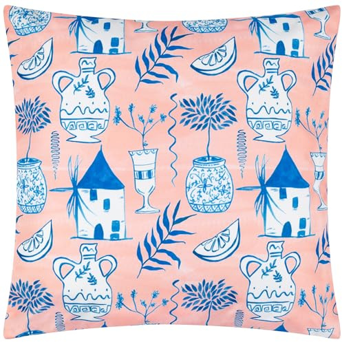 furn. Aegina Printed Outdoor Cushion Cover - Peach - 45x45cm