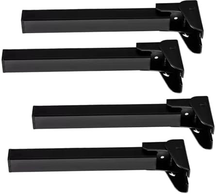 X1NGFU 4 Pièces Pieds de Table Rabattable,Jambes de Meubles de Rechange Noirs Métal,Accessoires Invisibles pour Armoire Bureau Lit Canapé,avec Protections de Sol,avec Vis (60cm)