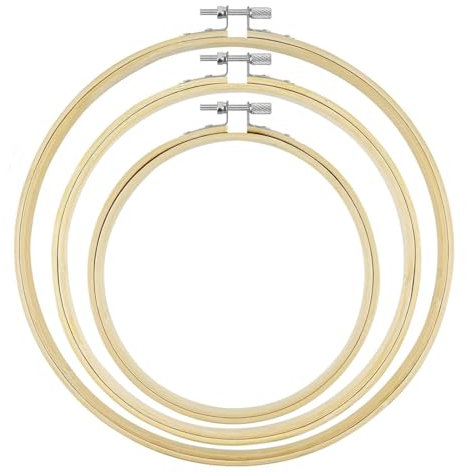 3 Pièces 10/15/17 cm Cerceaux de Broderie, Cercle à Broder Rond Réglable, Tambours à Broder en Bambou, Lisse et Léger,pour la Broderie, la Couture Décorative et Artistique