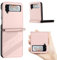 QIWEIQING Compatibile con Samsung Galaxy Z Flip 4 Custodia, Goffratura Pelle Portafoglio con Chiusura Magnetica Supporto Flip Protettiva Caso Stand Cover per Samsung Z Flip 4. Rosa HX9
