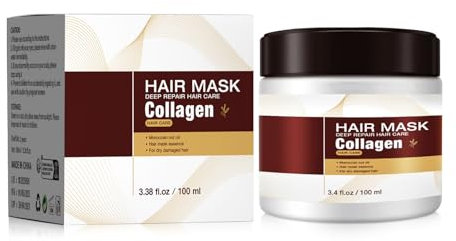 Hair Mask,Kollagen Haarmaske 100ml,Tiefenreparatur Haarspülung,Repariert Haarschäden,Maca Essenz Arganöl Haarpflege,für Sehr Trockenes Haar, Geschädigtes Haar, Alle Haartypen Haarpflege