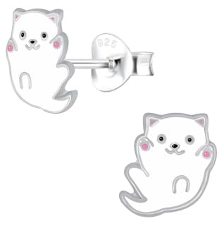 Monkimau Mädchen Ohrringe Katze | Ohrstecker aus 925 Sterling Silber | Kinderohrringe hypoallergen